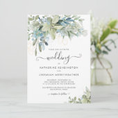 Invitation Élégant Eucalyptus Mariage de script de verdure (Debout devant)