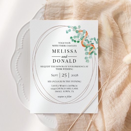 Invitation Elégant Eucalyptus Mariage floral