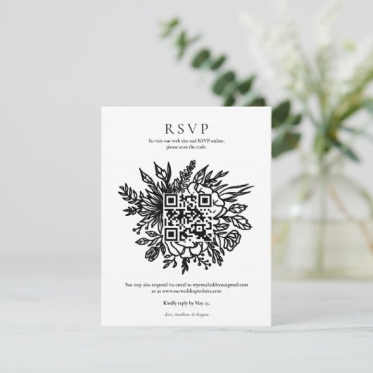 Invitation Elégant Eucalyptus Mariage QR Code RSVP I (Debout devant)