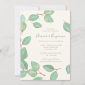 Invitation Élégant Eucalyptus Mariage Script (Devant)