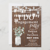 Invitation Elégant Eucalyptus Mason Jar I DO Engagement Party (Devant)