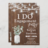 Invitation Elégant Eucalyptus Mason Jar I DO Engagement Party (Devant / Derrière)