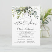 Invitation Elégant Eucalyptus NEUTRAL Baby shower virtuel (Debout devant)
