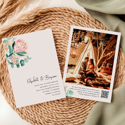 Invitation Elegant Eucalyptus Pampas Grass Protea Photo