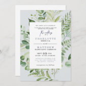 Invitation Elégant Eucalyptus Parents Dusty Blue Mariage Inv (Devant / Derrière)