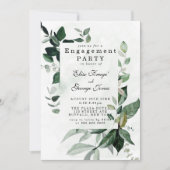 Invitation Elégant Eucalyptus Parti d'engagement (Devant)
