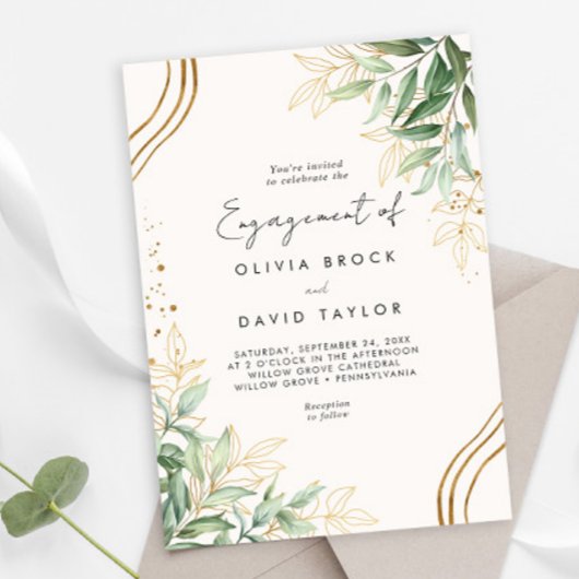 Invitation Elégant Eucalyptus Parti d'engagement