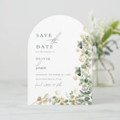 Invitation Elégant Eucalyptus photo mariage Enregistrer la da (Debout devant)