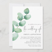 Invitation Élégant Eucalyptus QR Code Mariage de script (Devant)