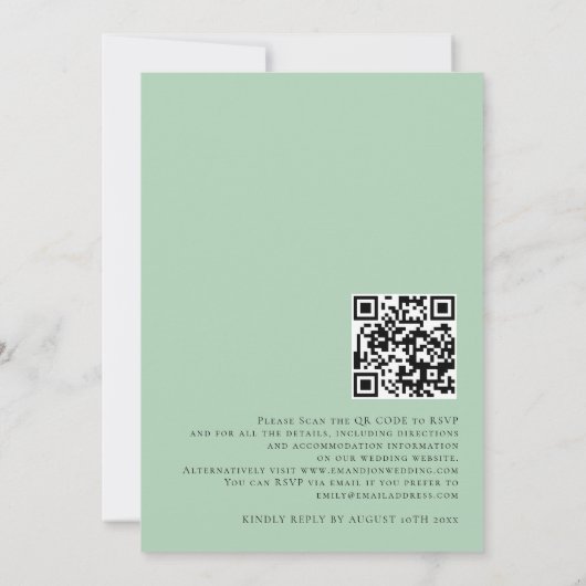 Invitation Élégant Eucalyptus QR Code Mariage de script (Dos)