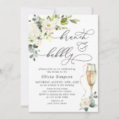Invitation Élégant Eucalyptus Roses Blanches Brunch & Bulles (Devant)