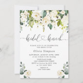 Invitation Elégant Eucalyptus Roses Blanches Brunch nuptial (Devant)