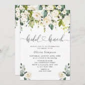 Invitation Elégant Eucalyptus Roses Blanches Brunch nuptial (Devant / Derrière)