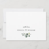 Invitation Élégant Eucalyptus Roses Blanches Déjeuner nuptial (Dos)