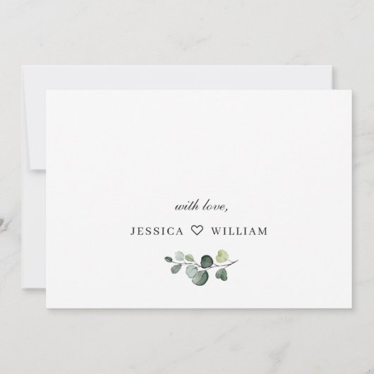 Invitation Élégant Eucalyptus Roses Blanches Déjeuner nuptial (Dos)