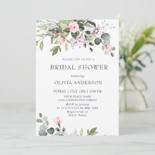 Invitation Élégant Eucalyptus Roses Roses Rouges MARIAGE
