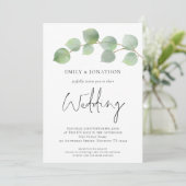 Invitation Elégant Eucalyptus Script 3 photo QR Code Mariage (Debout devant)