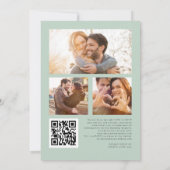 Invitation Elégant Eucalyptus Script 3 photo QR Code Mariage (Dos)