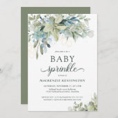 Invitation Elégant Eucalyptus Verdure Bébé Parsemer (Devant / Derrière)
