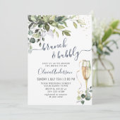 Invitation Elégant Eucalyptus verdure Brunch & Bubbly (Debout devant)