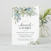 Invitation Elégant Eucalyptus verdure Brunch Bubbly (Debout devant)