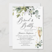 Invitation Elégant Eucalyptus Verdure Brunch & Bubbly PHOTO (Devant)
