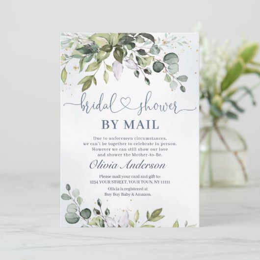 Invitation Elégant Eucalyptus Verdure douche virtuelle par co (Debout devant)