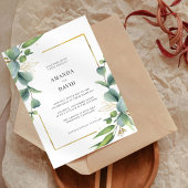 Invitation Elégant Eucalyptus Verdure Gold Frame Mariage