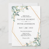 Invitation Elégant Eucalyptus Verdure Gold Frame Mariage (Devant)