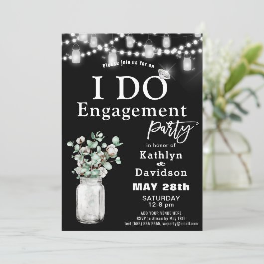 Invitation Elégant Eucalyptus Verdure I Do Engagement Party (Debout devant)