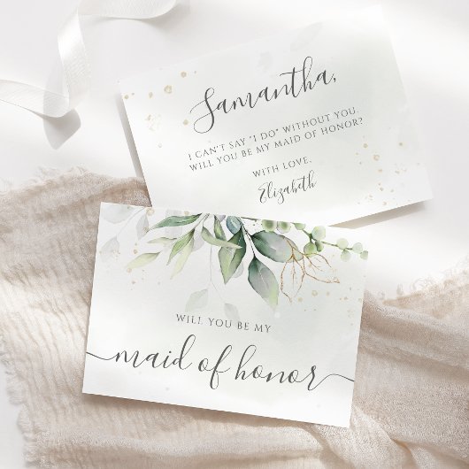 Invitation Elégant Eucalyptus Verdure Maid Of Honor Propositi