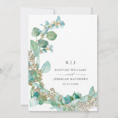Invitation Elégant Eucalyptus Verdure Mariage aquarelle (Dos)