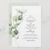 Invitation Elégant Eucalyptus Verdure Mariage moderne (Devant / Derrière)