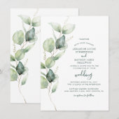 Invitation Elégant Eucalyptus Verdure Mariage moderne (Devant / Derrière)