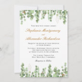 Invitation Elégant Eucalyptus Verdure Mariage Or (Devant)