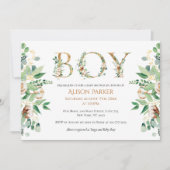 Invitation Elégant Eucalyptus Verdure Or Baby Boy Douche (Devant)