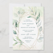 Invitation Elégant Eucalyptus Verdure Or Mariage géométrique (Devant)