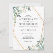 Invitation Elégant Eucalyptus Verdure Or Rustique Mariage (Devant)