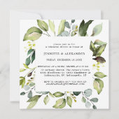 Invitation Elégant Eucalyptus Verdure Répétition Carré Dinne (Devant)