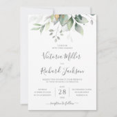 Invitation Elégant Eucalyptus Verdure Tout en un Mariage QR (Devant)