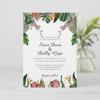 Invitation Elégant Eucalyptus Verdure, Tropical Floral
