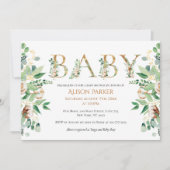 Invitation Elégant Eucalyptus Vert Alphabet Or (Devant)