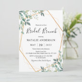 Invitation Elégant Eucalyptus Vert Gold Bridal Brunch (Debout devant)