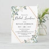 Invitation Élégant Eucalyptus Vert Gold Bridal Luncheon (Debout devant)