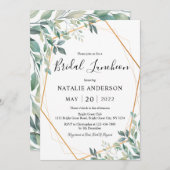 Invitation Élégant Eucalyptus Vert Gold Bridal Luncheon (Devant / Derrière)