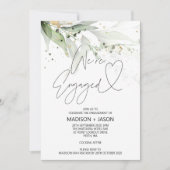 Invitation Élégant eucalyptus vert nous sommes Fiançailles (Devant)