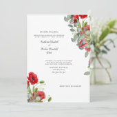 Invitation Élégant Eucalyptus Vibrant Rouge Floral Mariage (Debout devant)