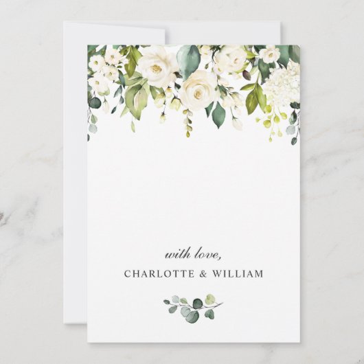 Invitation Elégant Eucalyptus White Roses ENGAGEMENT PARTI (Dos)