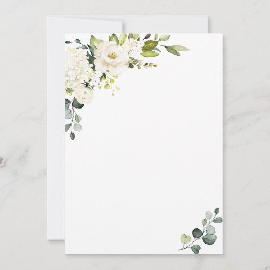 Invitation Elégant Eucalyptus White Roses ENGAGEMENT PARTI (Dos)