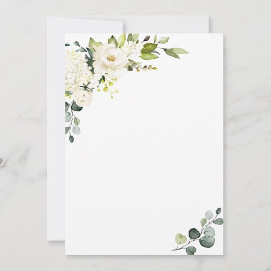 Invitation Elégant Eucalyptus White Roses ENGAGEMENT PARTI (Dos)